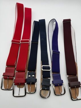 6 Baseball Adjustable Elastic Belts Belts Red, Navy Purple Maroon